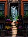 Vertical shot of decorative floral staircase in Manhattan