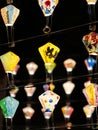 Vertical shot of decorative hot air balloon lanterns illuminated at night