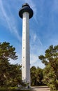 Vertical shot of Denmark's tallest Dueodde lighthouse in Bornholm island, Denmark Royalty Free Stock Photo