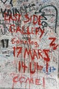 Vertical shot of a detail of a graffiti wall in Berlin. Royalty Free Stock Photo