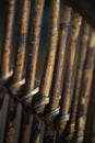 Vertical shot of the details of the back of a straw chair