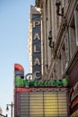 Vertical shot of the details on the exterior of the Palace in Los Angeles