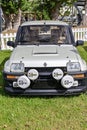 Vertical shot of details of white vintage historic Renault 5 Turbo 2 car