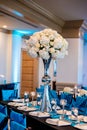 Vertical shot of the dining table in a wedding reception at The Peachtree Club in Atlanta, Georgia Royalty Free Stock Photo