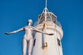 Vertical shot of the Diving Belle statue in Scarborough north yorkshire