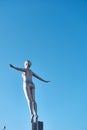 Vertical shot of the Diving Belle statue in Scarborough north yorkshire on sunny day