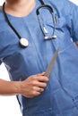 Vertical shot of a doctor with a knife in hands