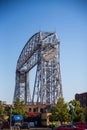 Vertical shot of the Duluth Aerial Lift bridge against blue sky Royalty Free Stock Photo