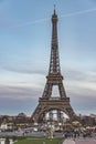 Vertical shot of the Eiffel tower on background of the scenic sky Royalty Free Stock Photo
