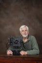 Elderly Photographer With Professional View Camera Royalty Free Stock Photo