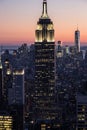 Vertical shot of the Empire State Building at sunset. Manhattan, New York, USA.