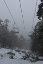 Vertical shot of an empty cable car during winter Royalty Free Stock Photo