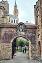 Vertical shot of the entrance arch to the Church of Our Lady Bruges in Belgium Royalty Free Stock Photo