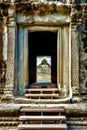 Vertical shot of the entrance of the historic Angkor Wat temple in Siem Reap, Cambodia