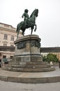 Vertical shot of an equestrian statue near the Generali building in Vienna, Austria