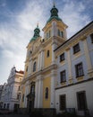 Vertical shot of an exterior of a church in Hradec Kral town, Czech Republic