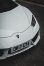 Vertical shot of the exterior of a luxurious Lamborghini vehicle