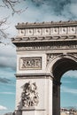 Vertical shot of the famous Arch of Triumph in Paris, France Royalty Free Stock Photo