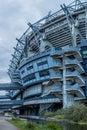 Vertical shot of the famous Croke Park stadium in Dublin and buildings around the stadium, Ireland