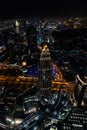 Vertical shot of the famous illuminated Burj Khalifa skyscraper in Dubai during nighttime