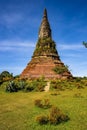 Vertical shot of the famous landmark called That Foun in Xiangkhouang province, Laos