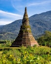 Vertical shot of the famous landmark called That Foun in Xiangkhouang province, Laos