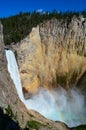 Vertical shot of the famous Lower Falls, Uncle Toms Trail in Grand Canyon of Yellowstone