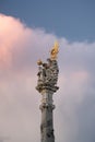 Vertical shot of the famous statue in unity square in Timisoara City, Romania Royalty Free Stock Photo