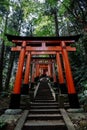 Vertical shot of famous torii gates in Fushimi Inari Shrine, Kyoto, Japan Royalty Free Stock Photo