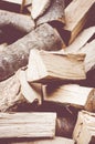 Vertical shot of firewood stack Royalty Free Stock Photo
