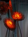 Vertical shot of flower-designed lamps illuminating in a house in Deyang, China