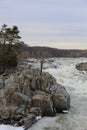 Vertical shot of the flowing Potomac River in Great Falls National Park, Virginia Royalty Free Stock Photo