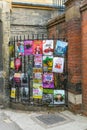 Vertical shot of flyers on railings in the city centre of Cambridge, United Kingdom