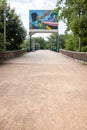 Vertical shot of a footbridge at The Forks in Winnipeg, Manitoba, Canada