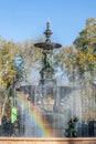 Vertical shot of the fountain of the continents in the city of Mendoza, Argentina