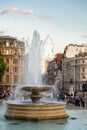 Vertical shot of fountain at Trafalgar Square in summer in London, UK