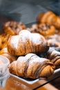 Vertical shot of freshly baked croissants