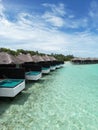 Vertical shot of the Full Moon Resort and Spa with a cloudy sky in the background, Maldives, Male Royalty Free Stock Photo