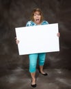 Furious Screaming Woman Holding Blank Sign