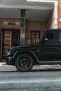 Vertical shot of a G-class wagon Mercedes