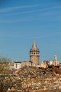 Vertical shot of the Galata Tower European in Turkey captured on a sunny day