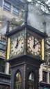 Vertical shot of the Gastown Steam Clock. Vancouver, Canada