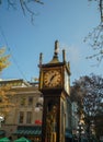 Vertical shot of the Gastown Steam Clock in Vancouver downtown Royalty Free Stock Photo