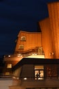 Vertical shot of the golden building of the Berlin Philharmonic Hall at night in Berlin, Germany Royalty Free Stock Photo