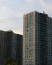 Vertical shot of gray apartment buildings in Brooklyn, New York Royalty Free Stock Photo