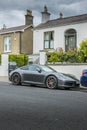 Vertical shot of a gray Porsche parked in Rathmines, Dublin, Ireland