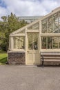 Vertical shot of the greenhouse building of the National Botanic Gardens in Dublin, Ireland.