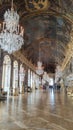 Vertical shot of the Hall of Mirrors at the Palace of Versailles in Yvelines, France