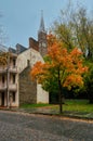 Vertical shot of Harper's Ferry West Virginia in autumn weather. Royalty Free Stock Photo