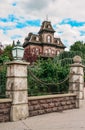 Vertical shot of the Haunted Mansion designed in old-style Disneyland of Paris, France Royalty Free Stock Photo